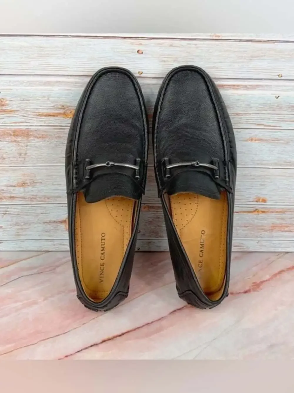 Vince Camuto Versic Loafers Pebbles Black Leather - EUC Like New